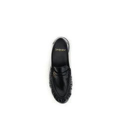 Saint Laurent Black Lamb Ovis Aries Aries Slip-On Loafers - EU39/US9