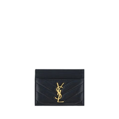 Saint Laurent Fekete Bőrből Valuta Tartó