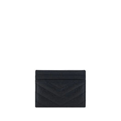 Saint Laurent Black Leather Card Holder - Card Cases