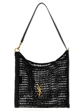 Sac bandoulière en raphia noir Saint Laurent