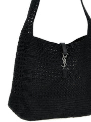 Saint Laurent Black Raffia Tote Bag