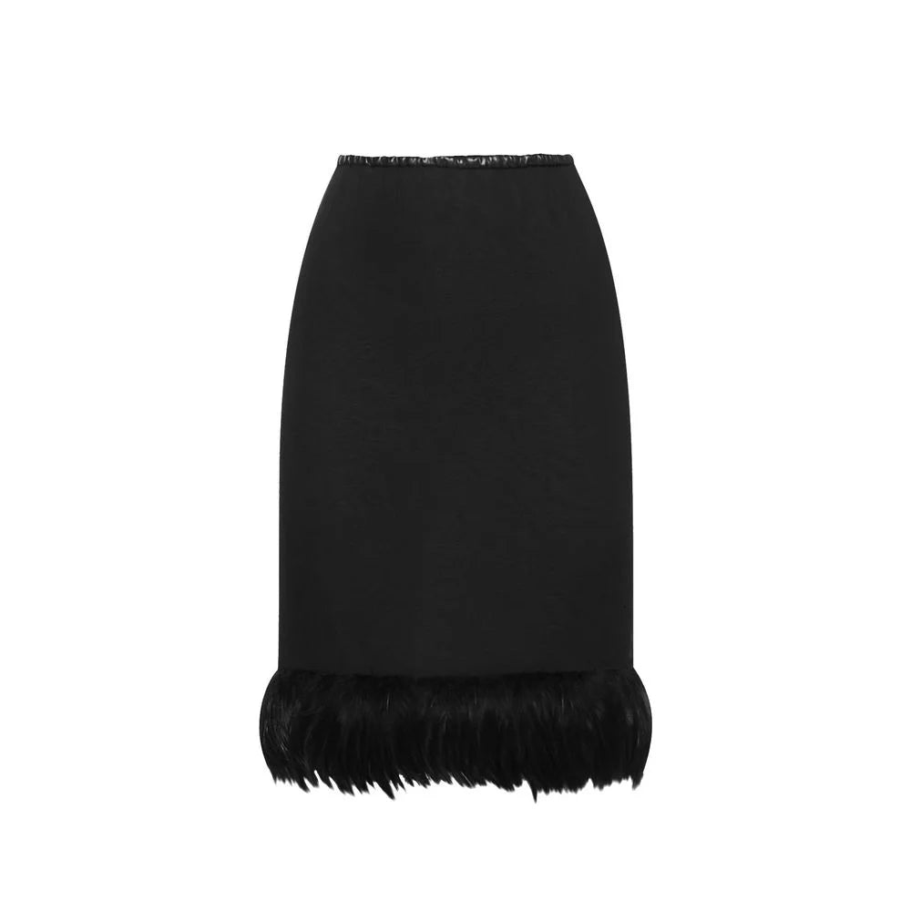 Saint Laurent Black Silk Midi Skirt - 42