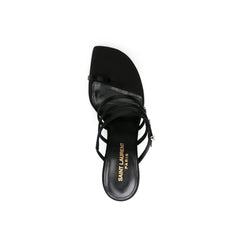 Saint Laurent Black Silk Stiletto Heel Sandals - EU36.5/US6.5