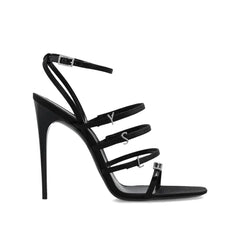 Saint Laurent Black Silk Stiletto Heel Sandals - EU36/US6