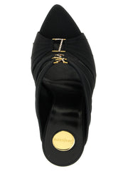 Saint Laurent Black Viscose Stiletto Heel Sandals
