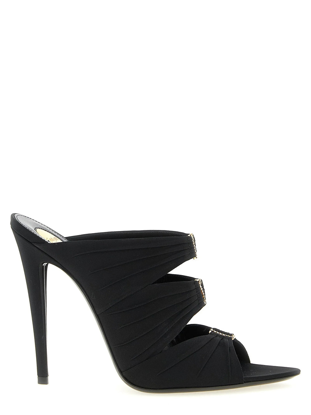 Saint Laurent Black Viscose Stiletto Heel Sandals - EU38/US8