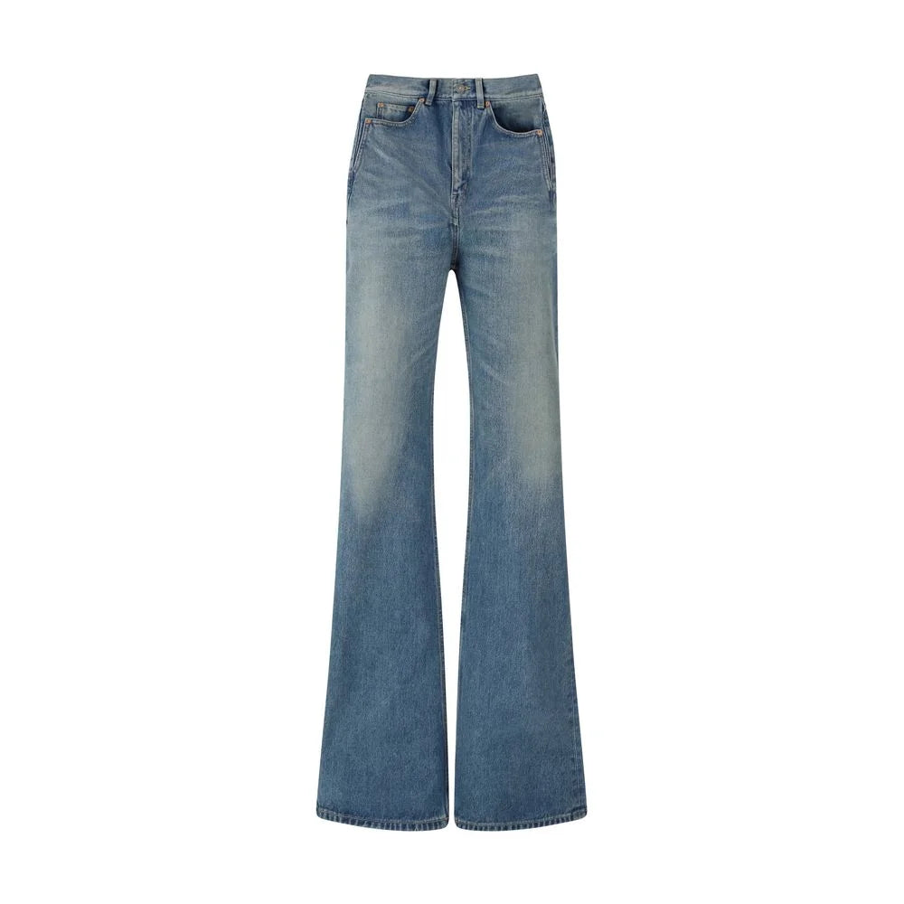 Saint Laurent Blue Cotton Flared Jeans