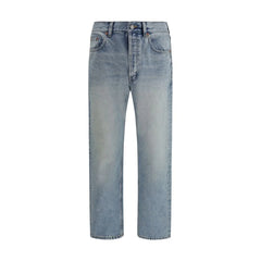 Saint Laurent Blue Cotton Straight-Leg Jeans