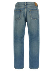 Saint Laurent Blue Cotton Straight-Leg Jeans