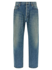 Saint Laurent Blue Cotton Straight-Leg Jeans
