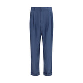Saint Laurent Blue Silk Dress Pants - IT46 | S