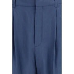 Saint Laurent Blue Silk Dress Pants - IT46 | S