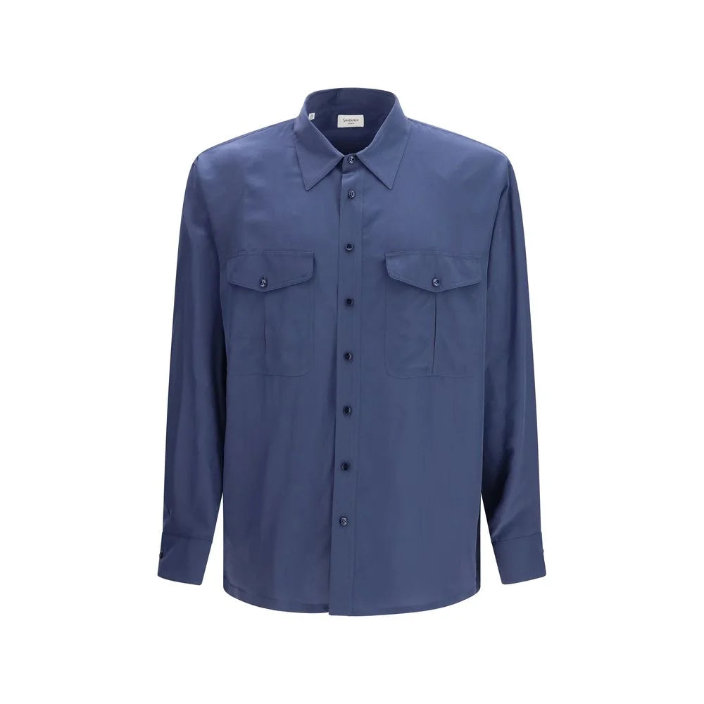 Saint Laurent Blue Viscose Dress Shirt - 40