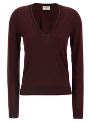 Saint Laurent Bordeaux Virgin Wool Cardigan - S