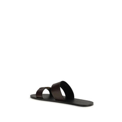 Saint Laurent Brown Calf Leather Bos Taurus Flat Sandals