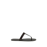 Saint Laurent Brown Calf Leather Bos Taurus Flat Sandals - EU40/US7