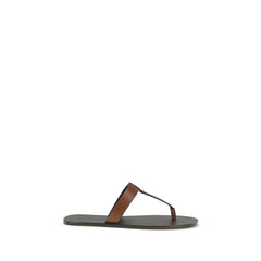 Saint Laurent Brun Kalvskinn Bos Taurus Flip-Flop Sandaler