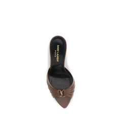 Saint Laurent Brown Calf Leather Bos Taurus Mules