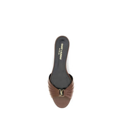 Saint Laurent Brown Calf Leather Bos Taurus Mules