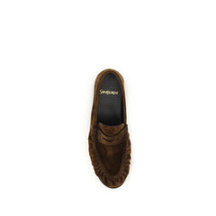 Saint Laurent Brown Calf Leather Bos Taurus Slip-On Loafers - EU41/US11