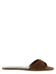Saint Laurent Brown Calfskin Slides - EU36/US6