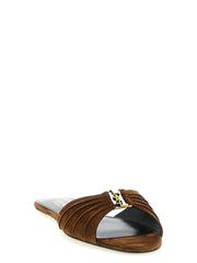 Saint Laurent Brown Calfskin Slides - EU36/US6