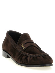 Saint Laurent Brown Calfskin Slip-On Loafers