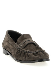 Saint Laurent Brown Calfskin Slip-On Loafers - EU45/US12