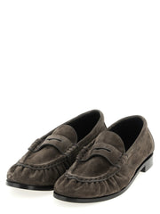 Saint Laurent Brown Calfskin Slip-On Loafers - EU45/US12