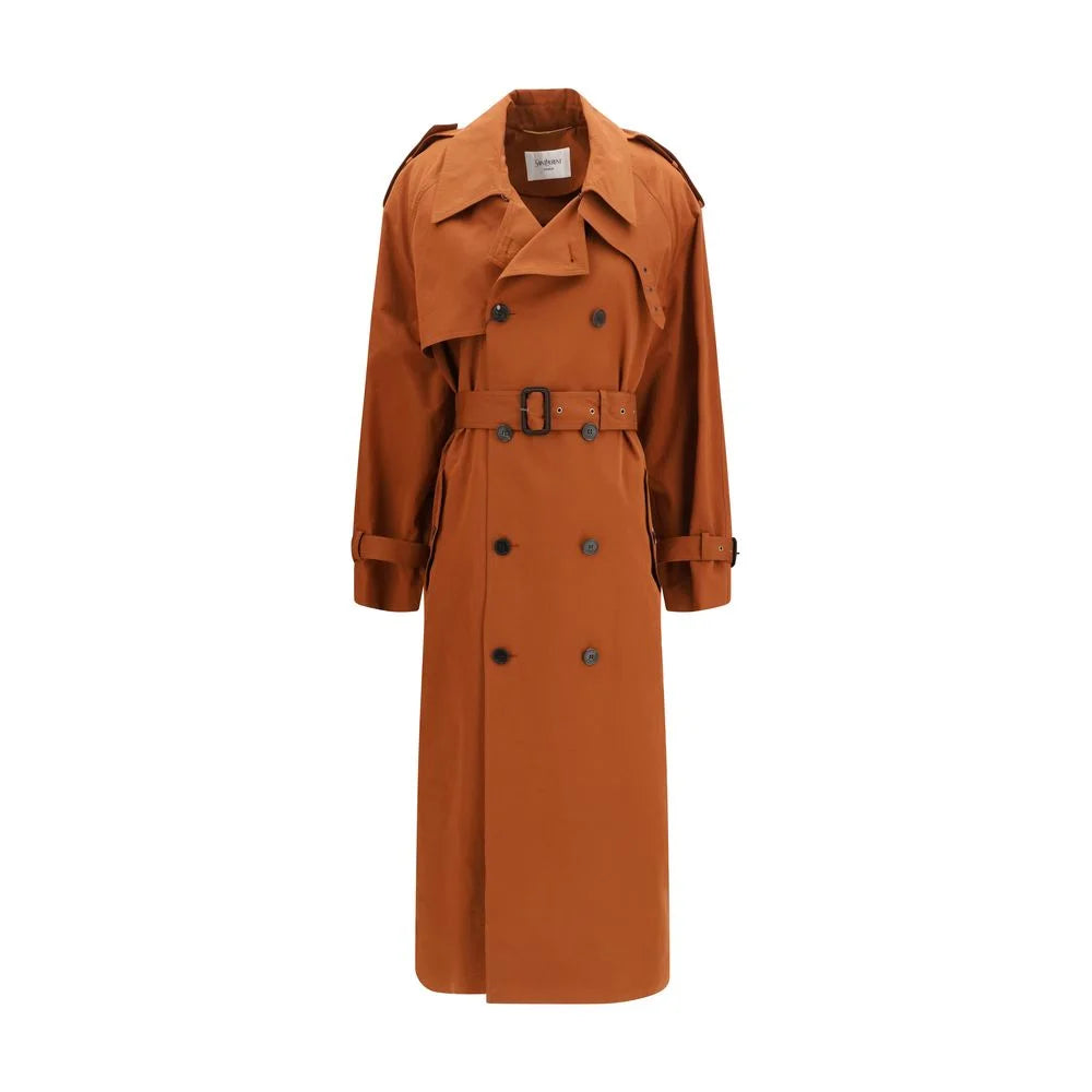Saint Laurent Brown Cotton Trench Coat - IT38 | S
