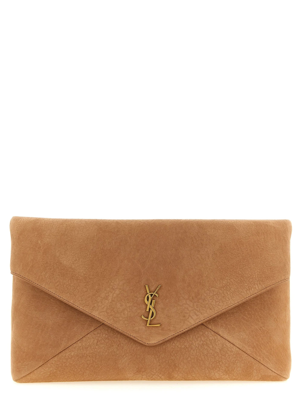 Saint Laurent Brown Lamb Leather Clutch Bag