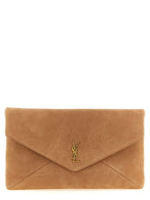 Saint Laurent Brown Lamb Leather Clutch Bag