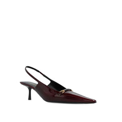 Saint Laurent Burgundy Calfskin Mid Heel Pumps - EU35/US5