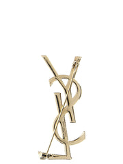 Saint Laurent Gold Brass Broch