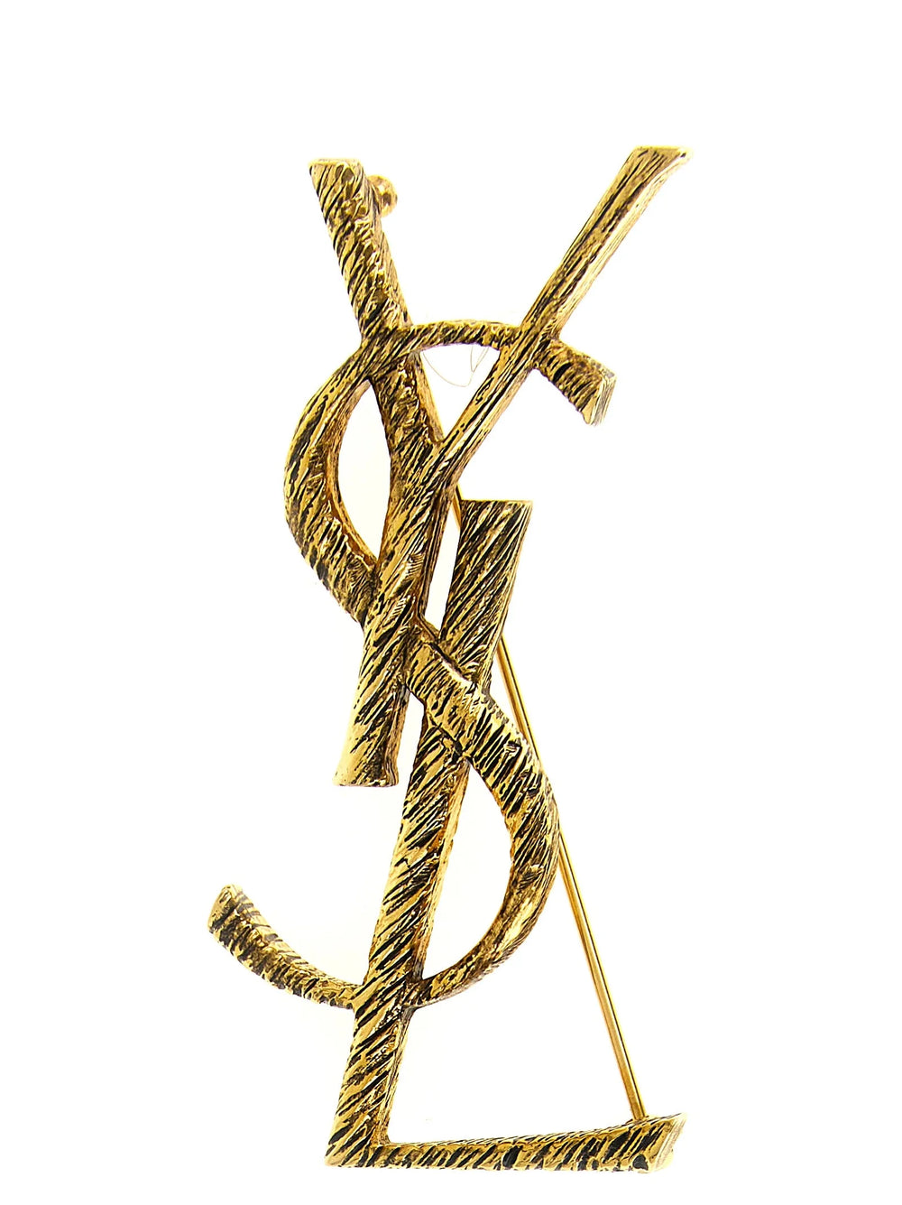 Saint Laurent Gold Brass Broch