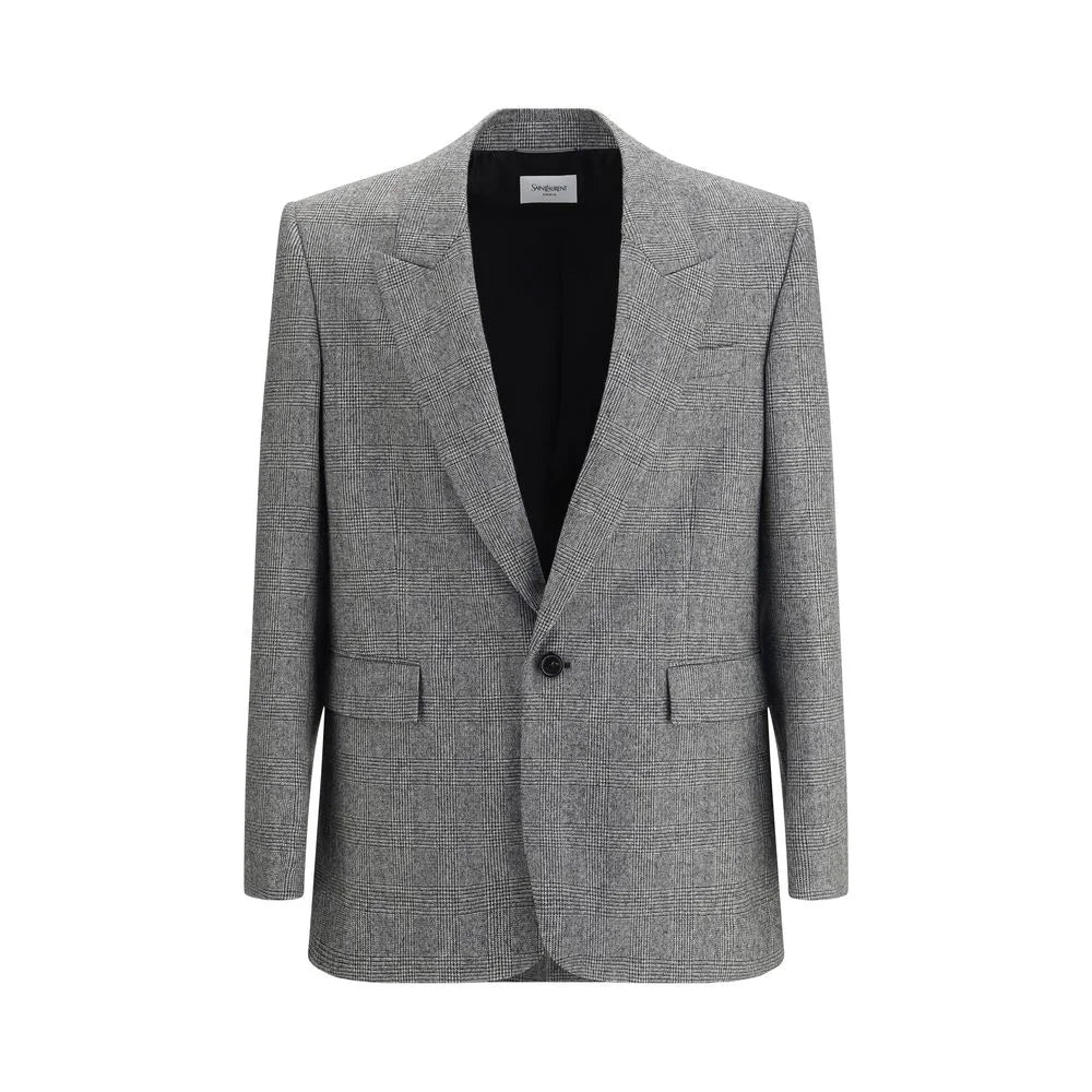 Saint Laurent Prince de Galles wool flannel Blazer - Sport Jackets