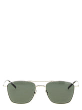 Saint Laurent silver acetate sunglasses with a sleek rectangular frame and dark tinted lenses for men.