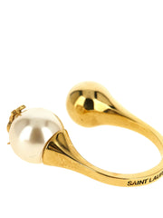Saint Laurent White Brass Ring