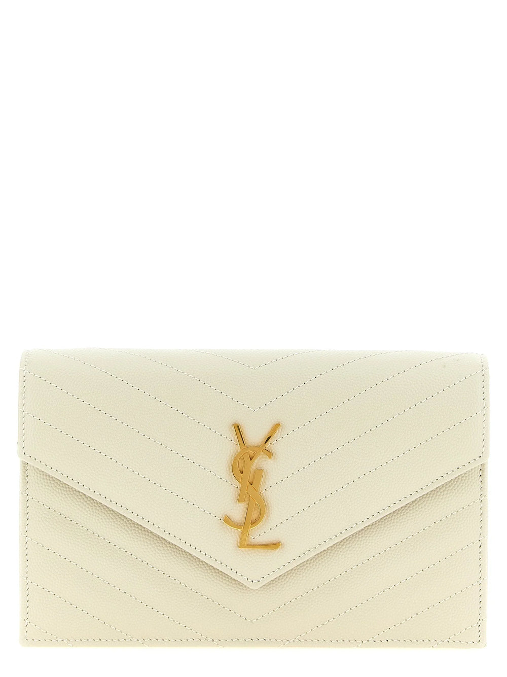 Saint Laurent White Calfskin Clutch Bag