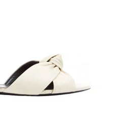 Saint Laurent White Calfskin Slides - EU36/US6