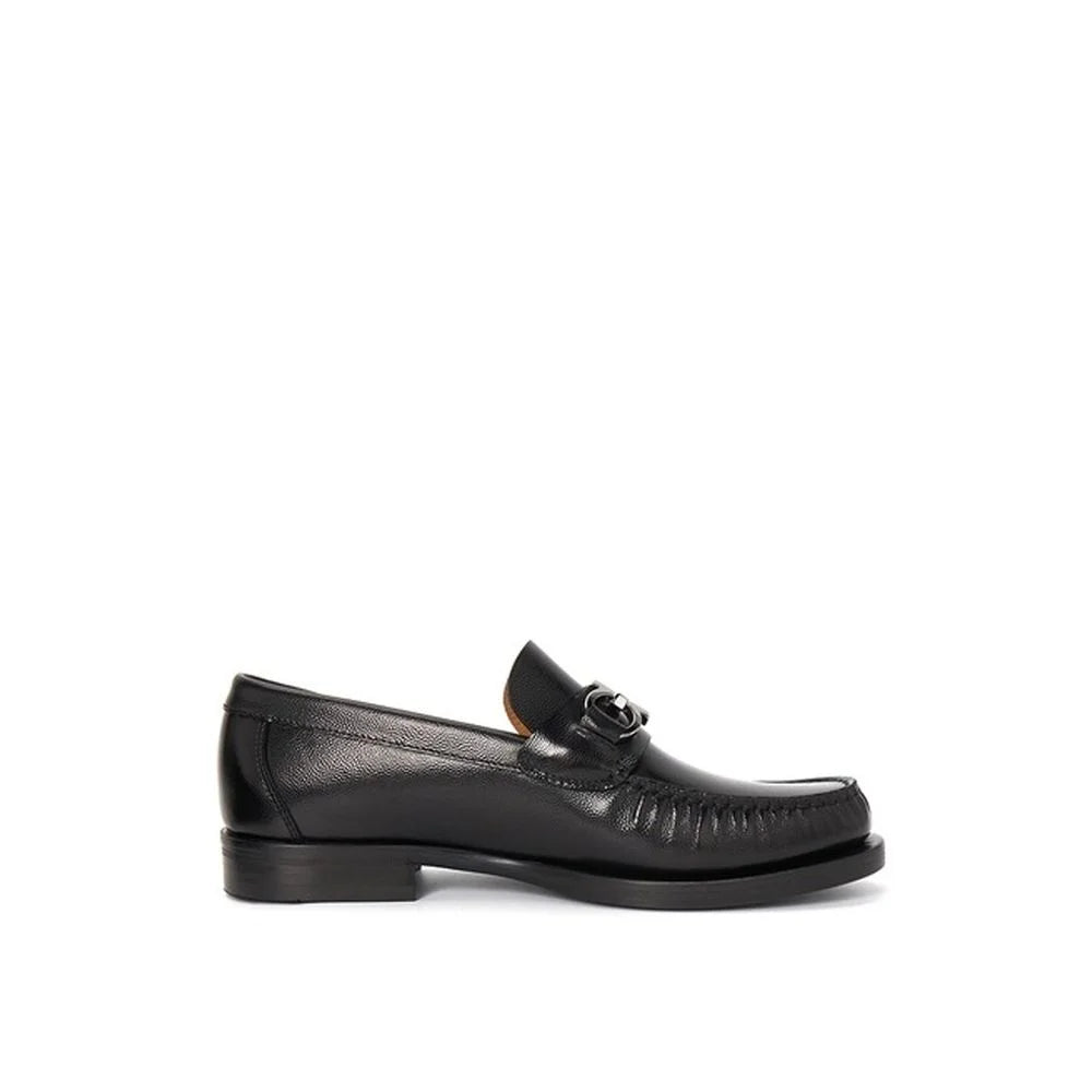Salvatore Ferragamo Black Calfskin Slip-On Loafers
