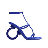 Salvatore Ferragamo Blue Calfskin Strap-On Sandals - EU36/US6