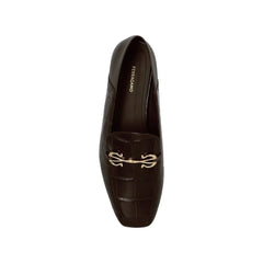 Salvatore Ferragamo Brown Calfskin Slip-On Loafers
