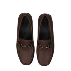 Salvatore Ferragamo Brown Calfskin Slip-On Loafers