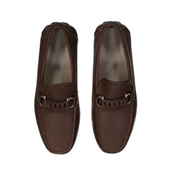 Salvatore Ferragamo Brown Calfskin Slip-On Loafers - EU40/US7