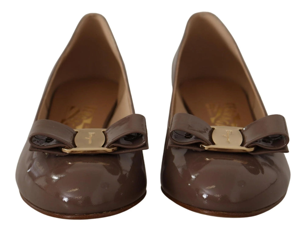 Salvatore Ferragamo Brown Naplak Calf Leather Pumps Shoes - EU35/US4.5