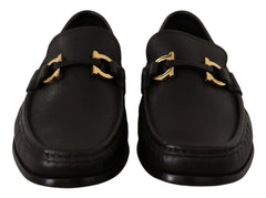 Salvatore Ferragamo Elegant Black Calf Leather Loafers - Flats