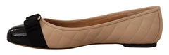 Salvatore Ferragamo Elegant Quilted Leather Flats - Chic Dual-Tone Design - EU35/US4.5 - Flats