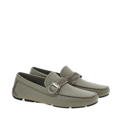 Salvatore Ferragamo Gray Calfskin Slip-On Loafers - EU43/US10