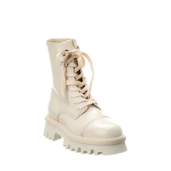Salvatore Ferragamo White Calfskin Lace-Up Boots - EU36/US6